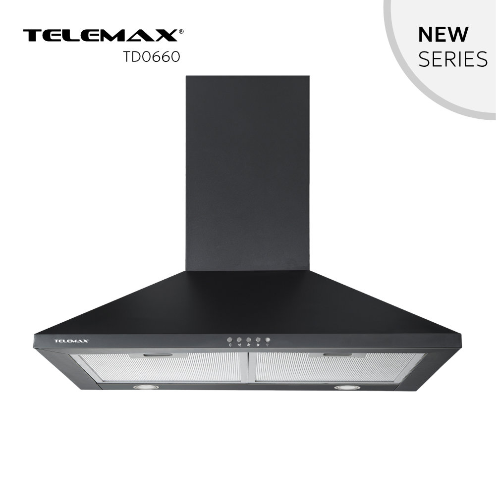 Απορροφητήρας Κουζίνας Καμινάδα 60cm Telemax TD0660 Μαύρο