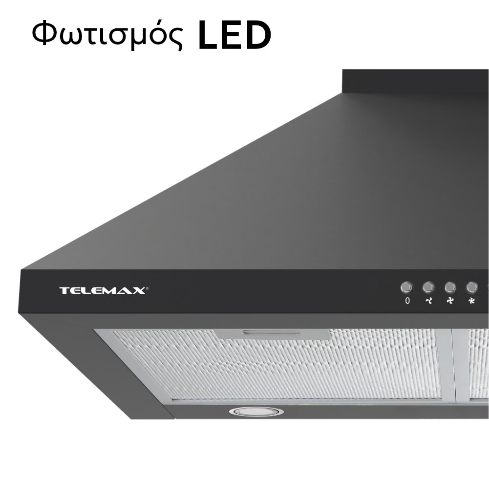 Απορροφητήρας Κουζίνας Καμινάδα 60cm Telemax TD0860 Μαύρο - Image 2