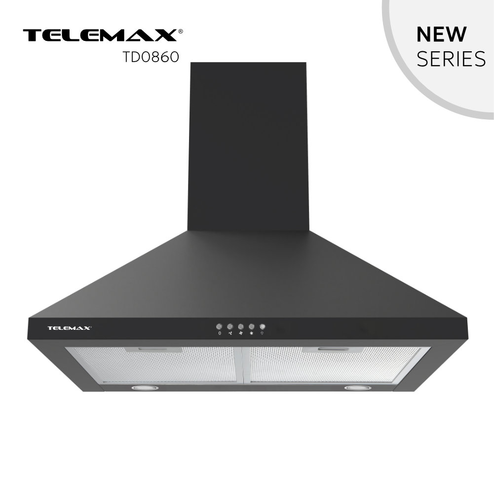 Απορροφητήρας Κουζίνας Καμινάδα 60cm Telemax TD0860 Μαύρο