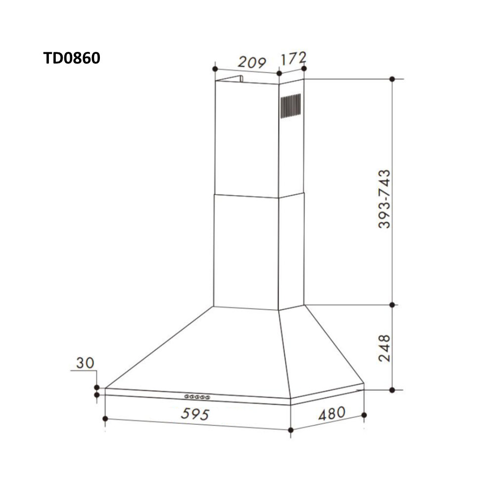 Απορροφητήρας Κουζίνας Καμινάδα 60cm Telemax TD0860 Inox - Image 2