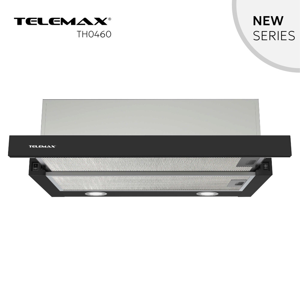 Απορροφητήρας Κουζίνας Συρόμενος 60cm Telemax TH0460 Μαύρο