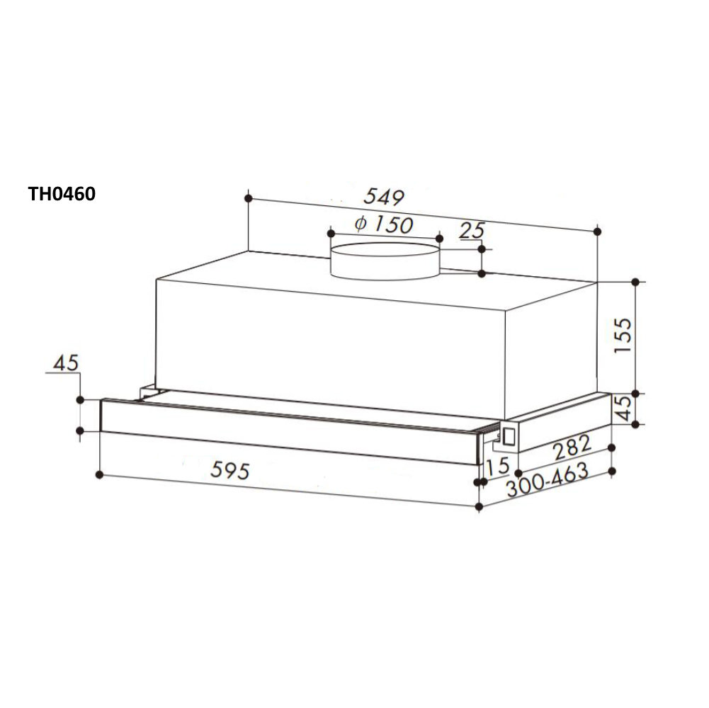 Απορροφητήρας Κουζίνας Συρόμενος 60cm Telemax TH0460 Μαύρο - Image 2
