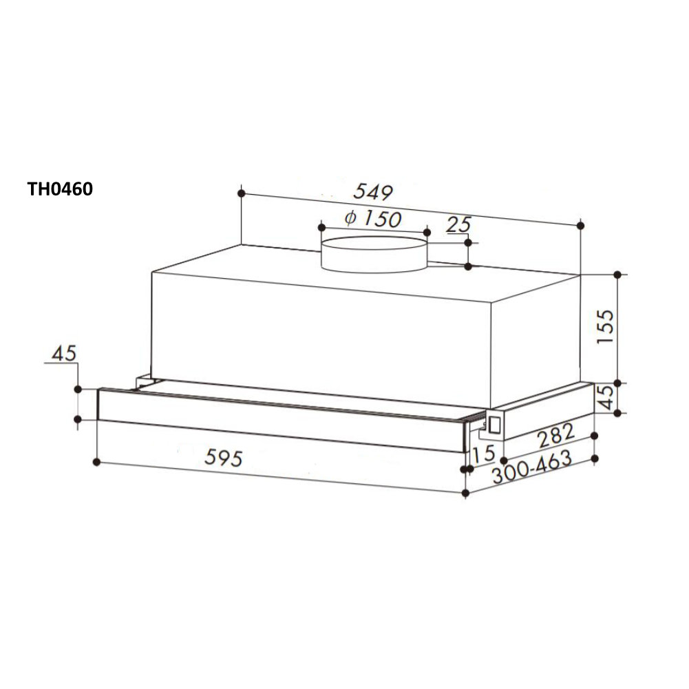 Απορροφητήρας Κουζίνας Συρόμενος 60cm Telemax TH0460 Inox - Image 4